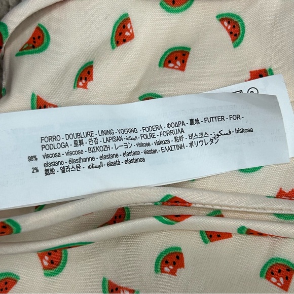 Zara cream watermelon print halter crop top open back lace up M summer festival - Picture 10 of 14